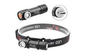 Фонарь налобный Police 2155-XPE, ЗУ USB, встроенный аккумулятор, магнит