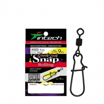 Застежка с вертлюжком Intech Quick lock Snap Rolling Matt black (5 шт) (#2)
