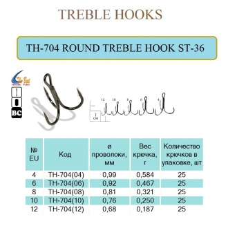 Крючок тройной ROUND TREBLE HOOK ST-36 Крючок тройной ROUND TREBLE HOOK ST-36