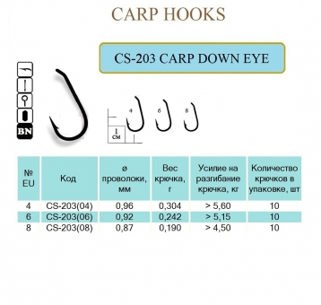 Крючок CARP DOWN EYE