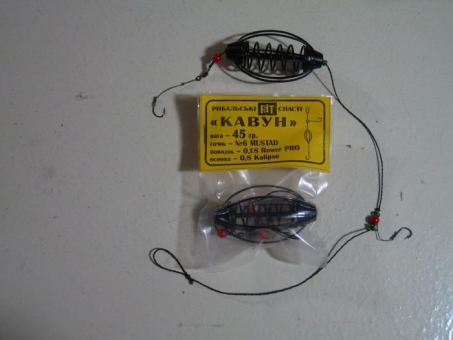 Снасть Пружина Арбуз черная 2 крючка 45 г