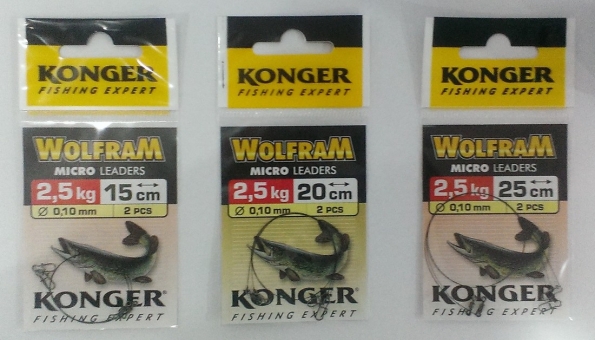 Поводки MIKROWOLFRAM  15cm/2.5kg  2 шт KONGER