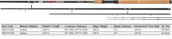Фидер NAVIGATOR FEEDER 3,90M UP TO 120G Mistrall