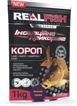 Прикормка REAL FISH Карп (кислая груша) 1кг Прикормка REAL FISH Карп (кислая груша) 1кг
